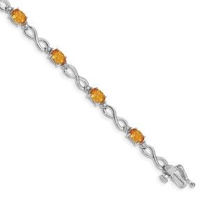Kazi Luxury 14k White Gold Citrine Diamond Infinity Bracelet